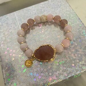 WHBM Elegant Pink and Gold Beaded Bracelet